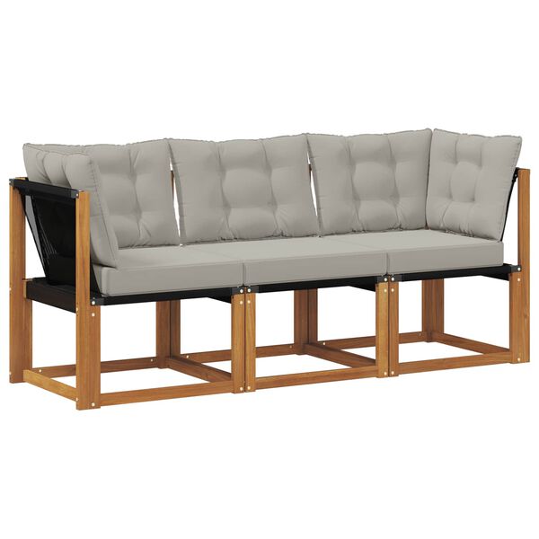 vidaXL K&uuml;lt&eacute;ri k&ouml;z&eacute;pső &eacute;s sarok kanap&eacute; p&aacute;rn&aacute;val 3 Darab Term&eacute;szetes