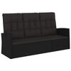 vidaXL fekete polyrattan dönthető kerti pad párnával 173 cm