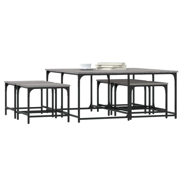 vidaXL 5 db sz&uuml;rke sonoma sz&iacute;nű szerelt fa rak&aacute;solhat&oacute; doh&aacute;nyz&oacute;asztal