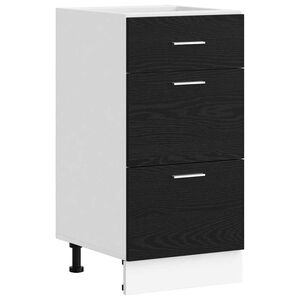 vidaXL Konyhai als&oacute; szekr&eacute;ny Fekete t&ouml;lgy 40 x 46 x 81,5 cm Faanyag