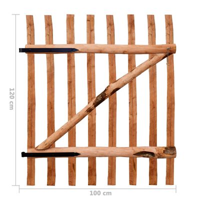 vidaXL egyajtós impregnált mogyorófa deszka-kerítéskapu 100 x 120 cm
