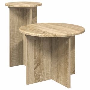 vidaXL Kisasztal k&eacute;szlet 2 db Sonoma T&ouml;lgy &Oslash; 45 x 35 cm Szerelt Fa