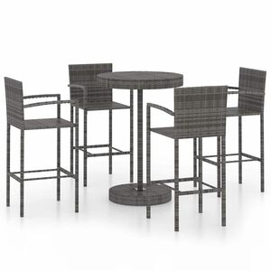 vidaXL 5 r&eacute;szes sz&uuml;rke polyrattan kerti b&aacute;rszett