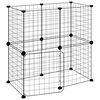 vidaXL 12 paneles fekete ac&eacute;l kis&aacute;llatketrec ajt&oacute;val 70 x 35 x 70 cm