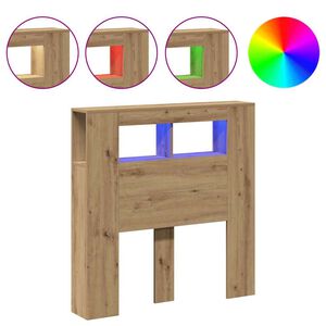 vidaXL k&eacute;zműves t&ouml;lgysz&iacute;nű szerelt fa LED-es fejt&aacute;mla 100x18,5x103,5cm