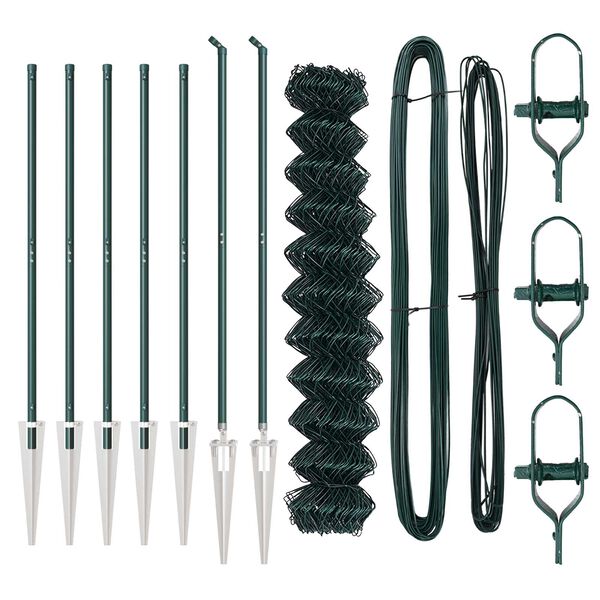 vidaXL Ker&iacute;t&eacute;soszlop Z&ouml;ld 10 x 1 m (60 x 60 mm h&aacute;l&oacute;) Ac&eacute;l &eacute;s PVC