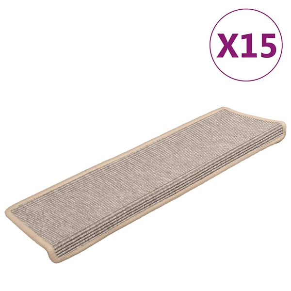 vidaXL 15 db ez&uuml;st sz&iacute;nű, t&eacute;glalap alak&uacute; sz&eacute;lű l&eacute;pcsőszőnyeg 65 x 21 x 4 cm