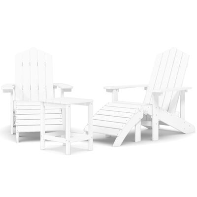 vidaXL fehér HDPE kerti adirondack székek lábtartóval és asztallal