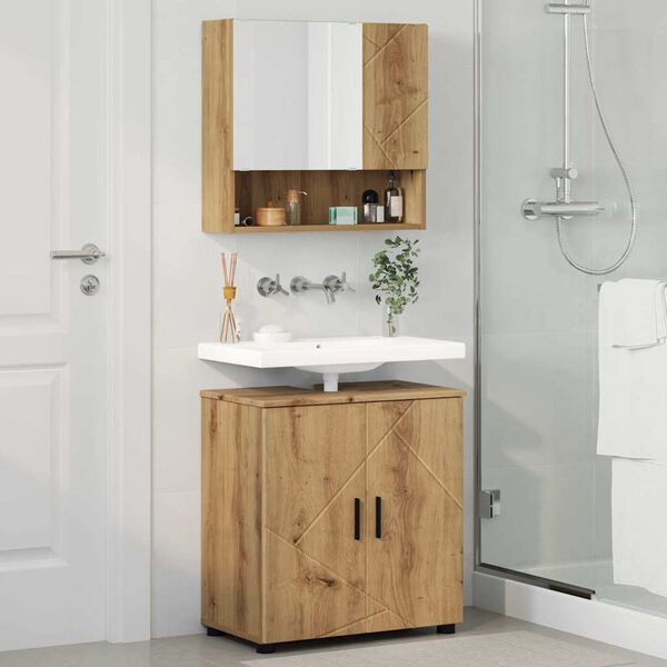 vidaXL F&uuml;rdőszoba b&uacute;tor szett 2 pcs Artisan t&ouml;lgy Faanyag & F&eacute;m