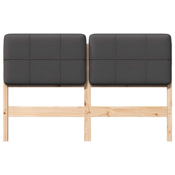 vidaXL K&aacute;rpitozott fejt&aacute;mla Barna &eacute;s s&ouml;t&eacute;tsz&uuml;rke 140 cm T&ouml;m&ouml;r fenyőfa