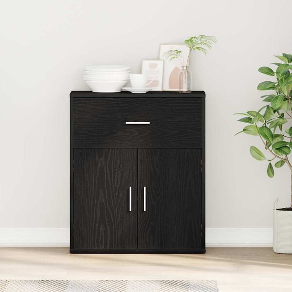 vidaXL Sz&eacute;f fi&oacute;kkal Fekete t&ouml;lgy 60 x 31 x 70 cm Faanyag