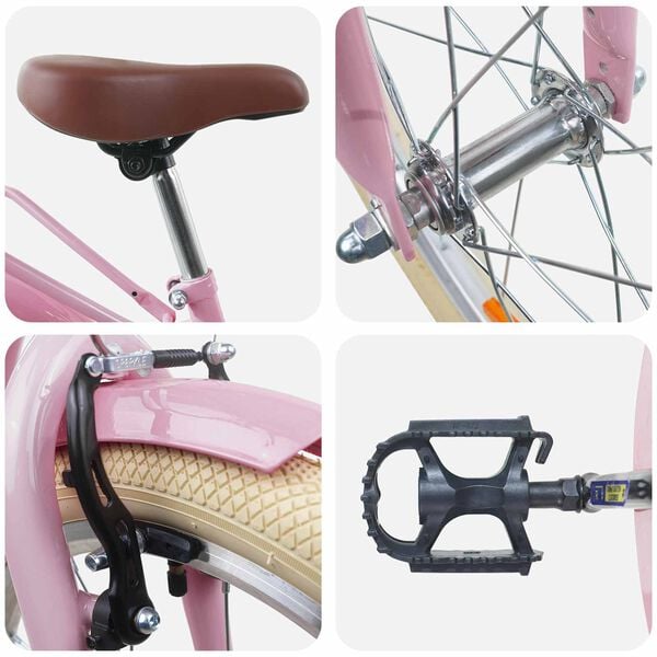 vidaXL Gyerek Bicikli 24 H&uuml;velyk 8-12 &eacute;ves korig Vil&aacute;gos R&oacute;zsasz&iacute;n