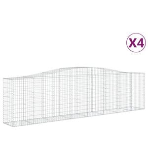 vidaXL 4 db &iacute;ves horganyzott vas gabion kos&aacute;r 400x50x100/120 cm