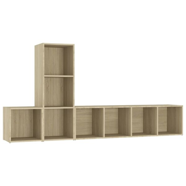 vidaXL 3 r&eacute;szes sonoma t&ouml;lgy sz&iacute;nű szerelt fa TV-szekr&eacute;nyszett