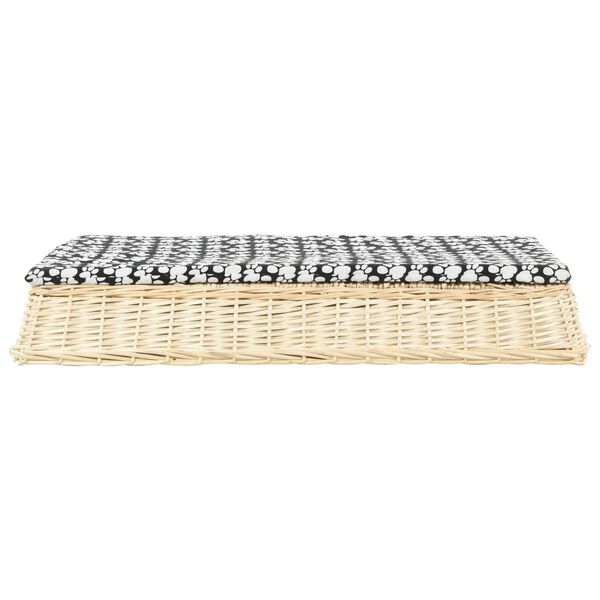 vidaXL lapos kialak&iacute;t&aacute;s&uacute; term&eacute;szetes fűzfa kutya&aacute;gy p&aacute;rn&aacute;val 110x75x15