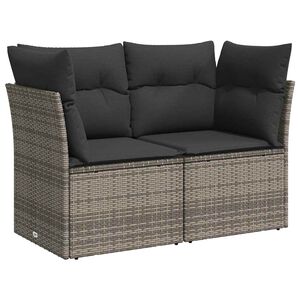 vidaXL 2 szem&eacute;lyes sz&uuml;rke polyrattan kerti kanap&eacute; p&aacute;rn&aacute;val