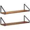 vidaXL Falpolcok 2 db Antik Fa 60 x 16 x 15,5 cm