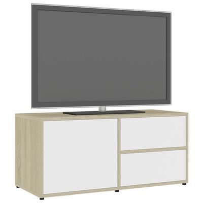vidaXL fehér-sonomatölgy színű forgácslap TV-szekrény 80 x 34 x 36 cm