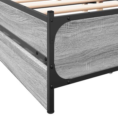 vidaXL szürke sonoma színű szerelt fa ágykeret fiókokkal 120 x 200 cm