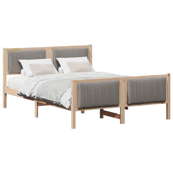 vidaXL &Aacute;gykeret fejt&aacute;ml&aacute;val Barna &eacute;s taupe 135 x 190 cm T&ouml;m&ouml;r fenyőfa