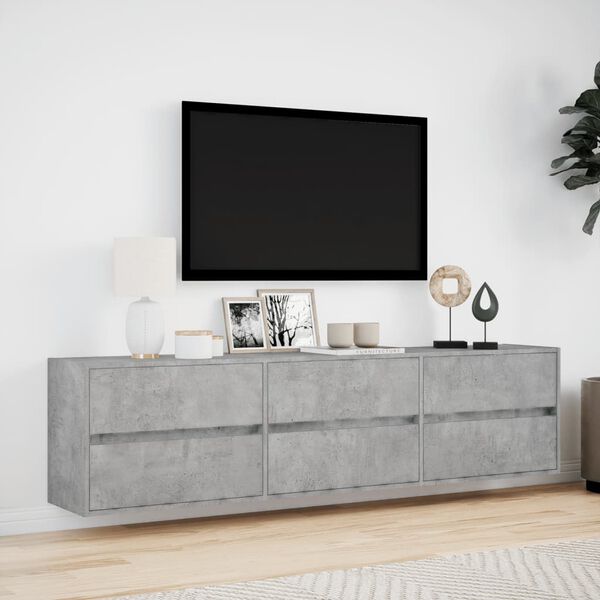 vidaXL fehér falra szerelhető TV-szekrény LED-del 180 x 31 x 45 cm