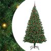 vidaXL Mű kar&aacute;csonyfa 300 LED-del Z&ouml;ld 210 cm PVC &eacute;s Ac&eacute;l &eacute;s Műanyag