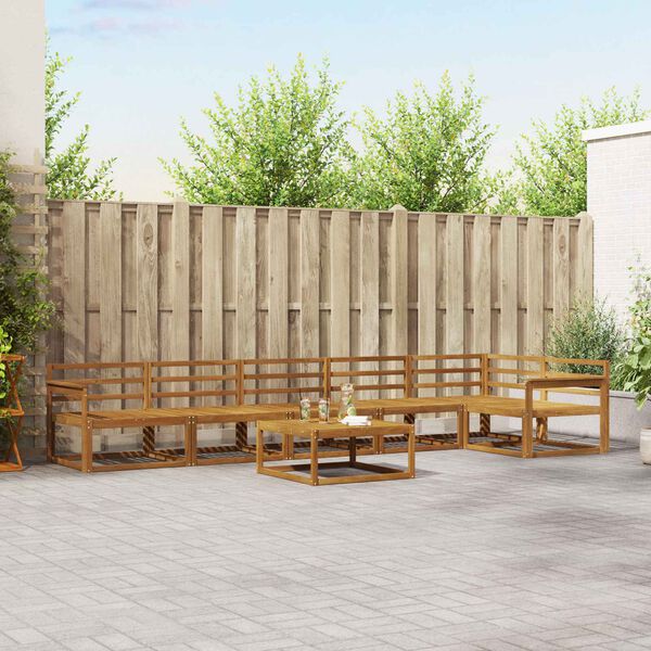 vidaXL K&uuml;lt&eacute;ri kanap&eacute; szett 7 pcs Term&eacute;szetes T&ouml;m&ouml;r Ak&aacute;cfa