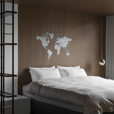 MiMi Innovations Luxury fehér világtérkép fali dekoráció 130 x 78 cm