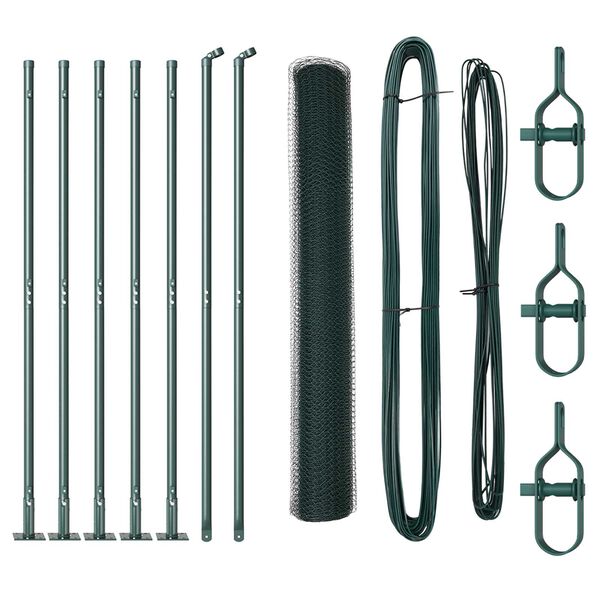 vidaXL Ker&iacute;t&eacute;soszlop Z&ouml;ld 10 x 1,2 m (25 mm h&aacute;l&oacute;) Ac&eacute;l &eacute;s PVC