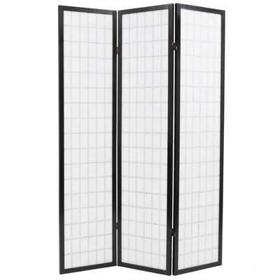 vidaXL 3-paneles fekete japán stílusú paraván 120 x 170 cm