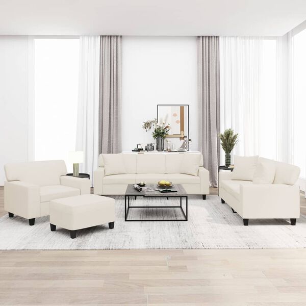 vidaXL 4 r&eacute;szes kr&eacute;msz&iacute;nű műbőr &uuml;lőgarnit&uacute;ra p&aacute;rn&aacute;kkal