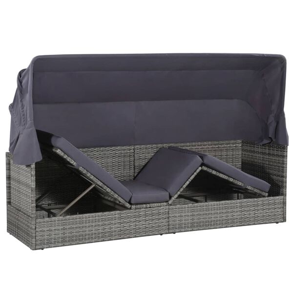 vidaXL sz&uuml;rke polyrattan napellenzős kerti &aacute;gy 205 x 62 cm