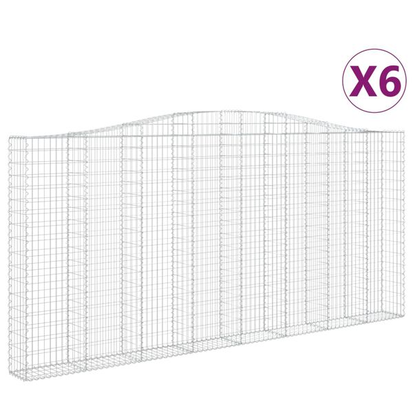 vidaXL 6 db &iacute;ves horganyzott vas gabion kos&aacute;r 400x30x180/200 cm