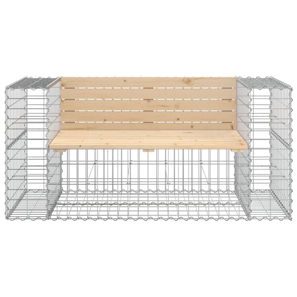 vidaXL t&ouml;m&ouml;r fenyőfa gabion kerti pad 143x71x65,5 cm