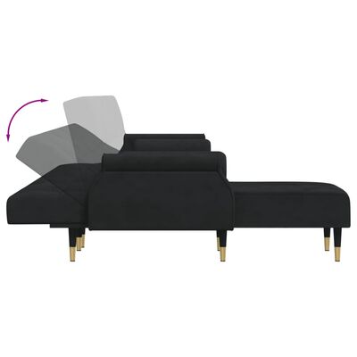 vidaXL fekete L-alakú bársony kanapéágy 271x140x70 cm