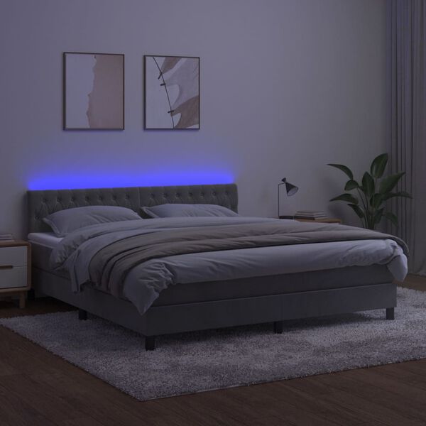 vidaXL vil&aacute;gossz&uuml;rke b&aacute;rsony rug&oacute;s &eacute;s LED-es &aacute;gy matraccal 160x200 cm