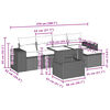 vidaXL 6 részes fekete polyrattan kerti ülőgarnitúra párnákkal