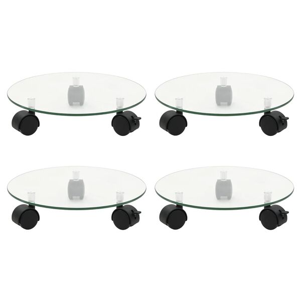 vidaXL 4 db kör alakú edzett üveg görgős növénytartó 28 cm