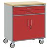 vidaXL Trolley Rolling Workbench Piros &eacute;s Sz&uuml;rke 75 x 45 x 85 cm