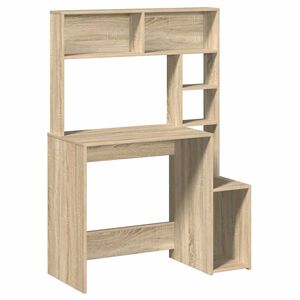 vidaXL sonoma t&ouml;lgy szerelt fa &iacute;r&oacute;asztal polcokkal 100x45x140 cm