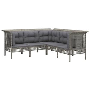 vidaXL 5 r&eacute;szes sz&uuml;rke polyrattan kerti &uuml;lőgarnit&uacute;ra p&aacute;rn&aacute;kkal