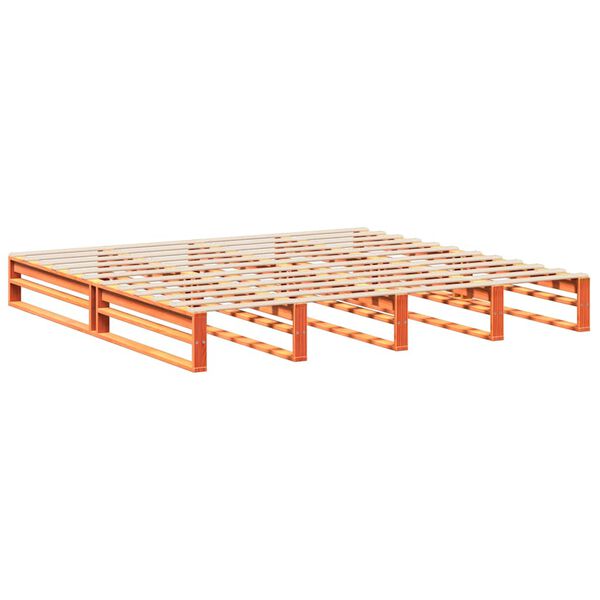 vidaXL viaszbarna t&ouml;m&ouml;r fenyőfa &aacute;gy matrac n&eacute;lk&uuml;l 200 x 200 cm