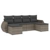vidaXL 6 r&eacute;szes sz&uuml;rke polyrattan kerti &uuml;lőgarnit&uacute;ra p&aacute;rn&aacute;kkal