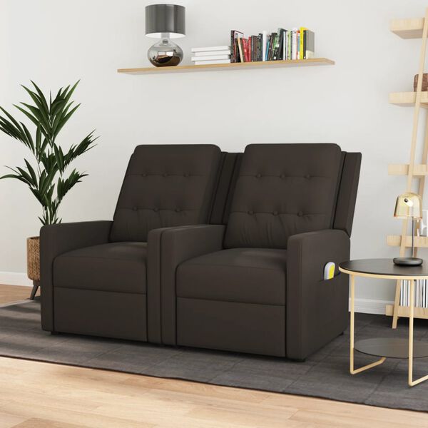 vidaXL 2 személyes barna szövet dönthető masszázsfotel