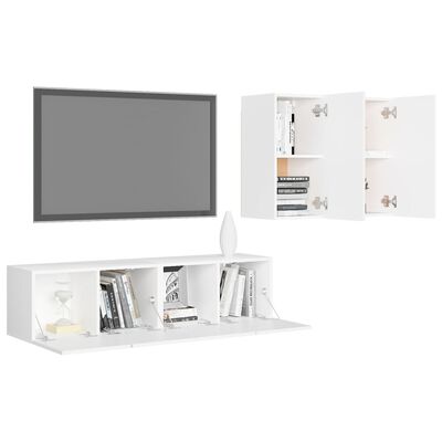 vidaXL 4 részes fehér forgácslap TV-szekrényszett