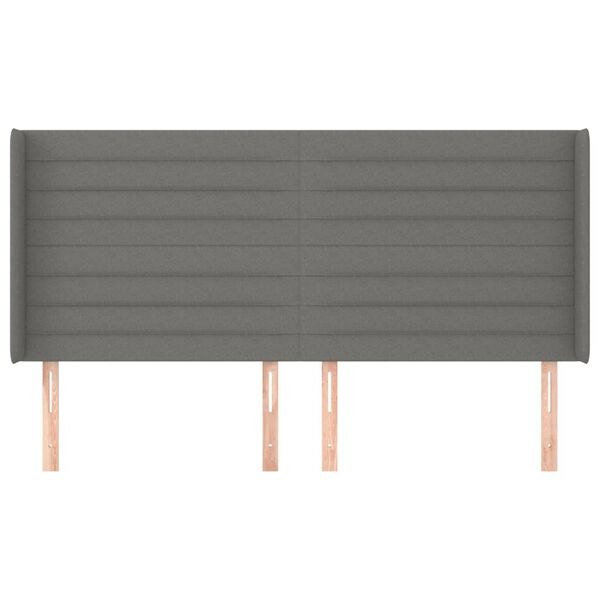 vidaXL sötétszürke szövet fejtámla szárnyakkal 163x16x118/128 cm