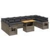 vidaXL 11 r&eacute;szes sz&uuml;rke polyrattan kerti &uuml;lőgarnit&uacute;ra p&aacute;rn&aacute;kkal