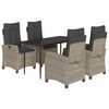 vidaXL 5r&eacute;szes vil&aacute;gossz&uuml;rke polyrattan kerti &eacute;tkezőgarnit&uacute;ra p&aacute;rn&aacute;val