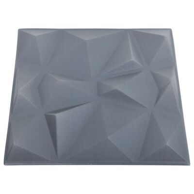 vidaXL 48 darab gyémánt szürke 3D fali panel 50 x 50 cm 12 m²