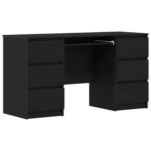 vidaXL Asztal Fekete t&ouml;lgy Szerelt Fa 140 x 50 x 76 cm
